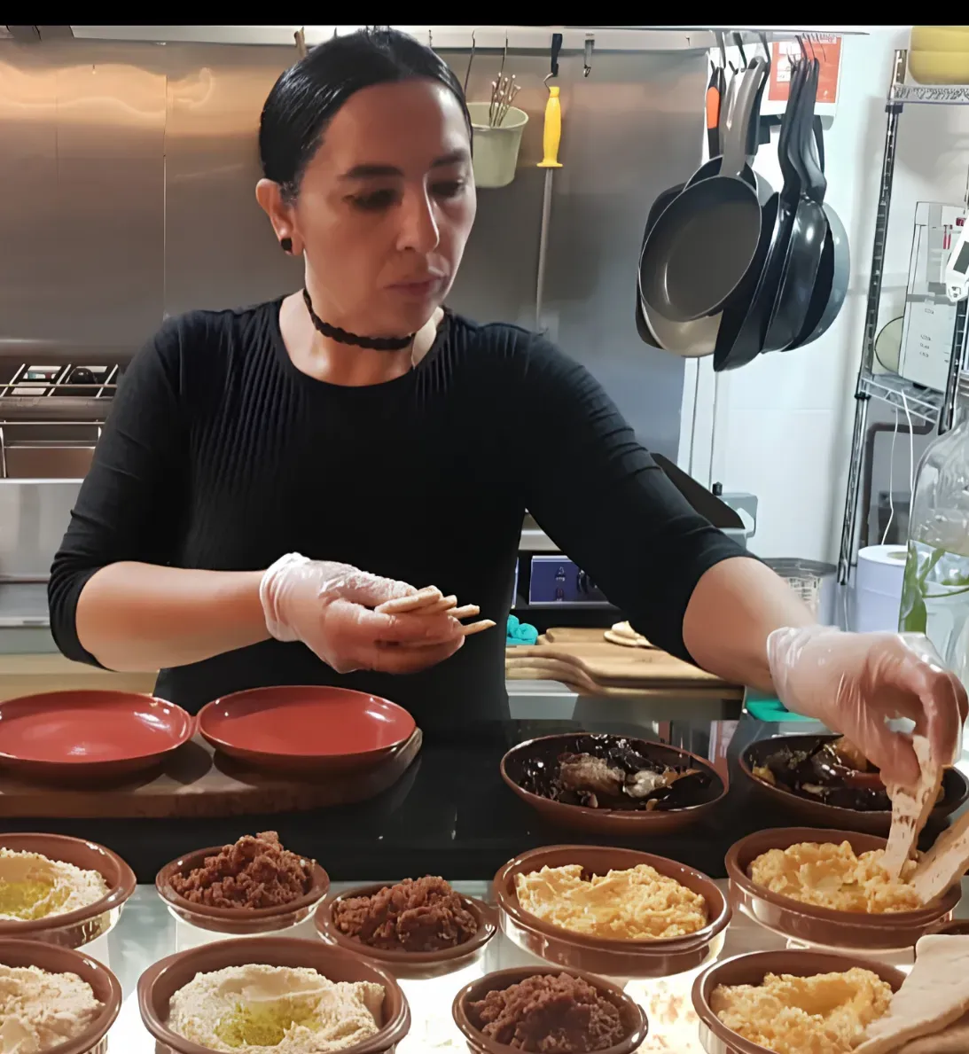 Pınar at the meze counter